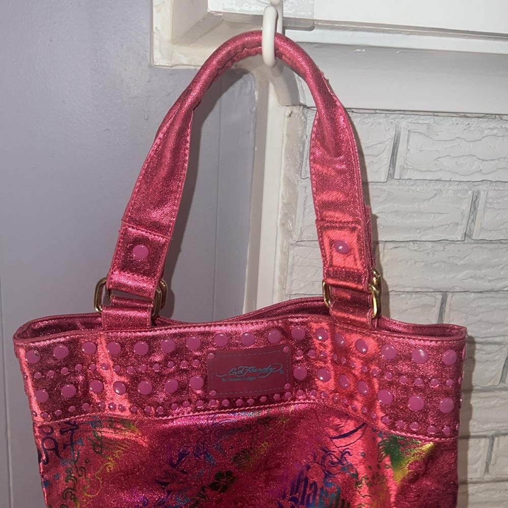 *EUC* Y2K Ed Hardy x Lisa Frank Holographic Tote by Christian Audigier - Picture 4 of 9